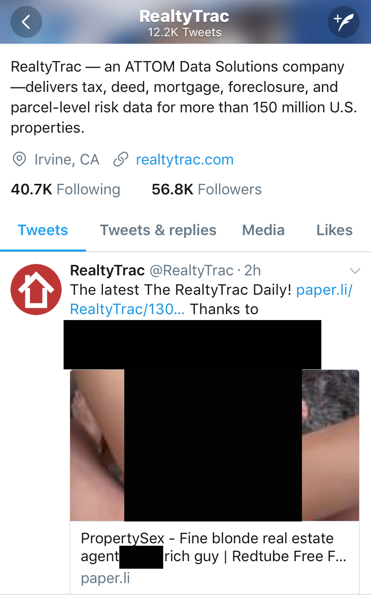 Social Media Management Company Fired After Tweeting NSFW Picture on RealtyTrac